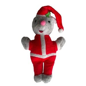 VINTAGE WELL- MADE CHRISTMAS SANTA MOUSE STUFFED ANIMAL PLUSH 17” 1950s - 60s
